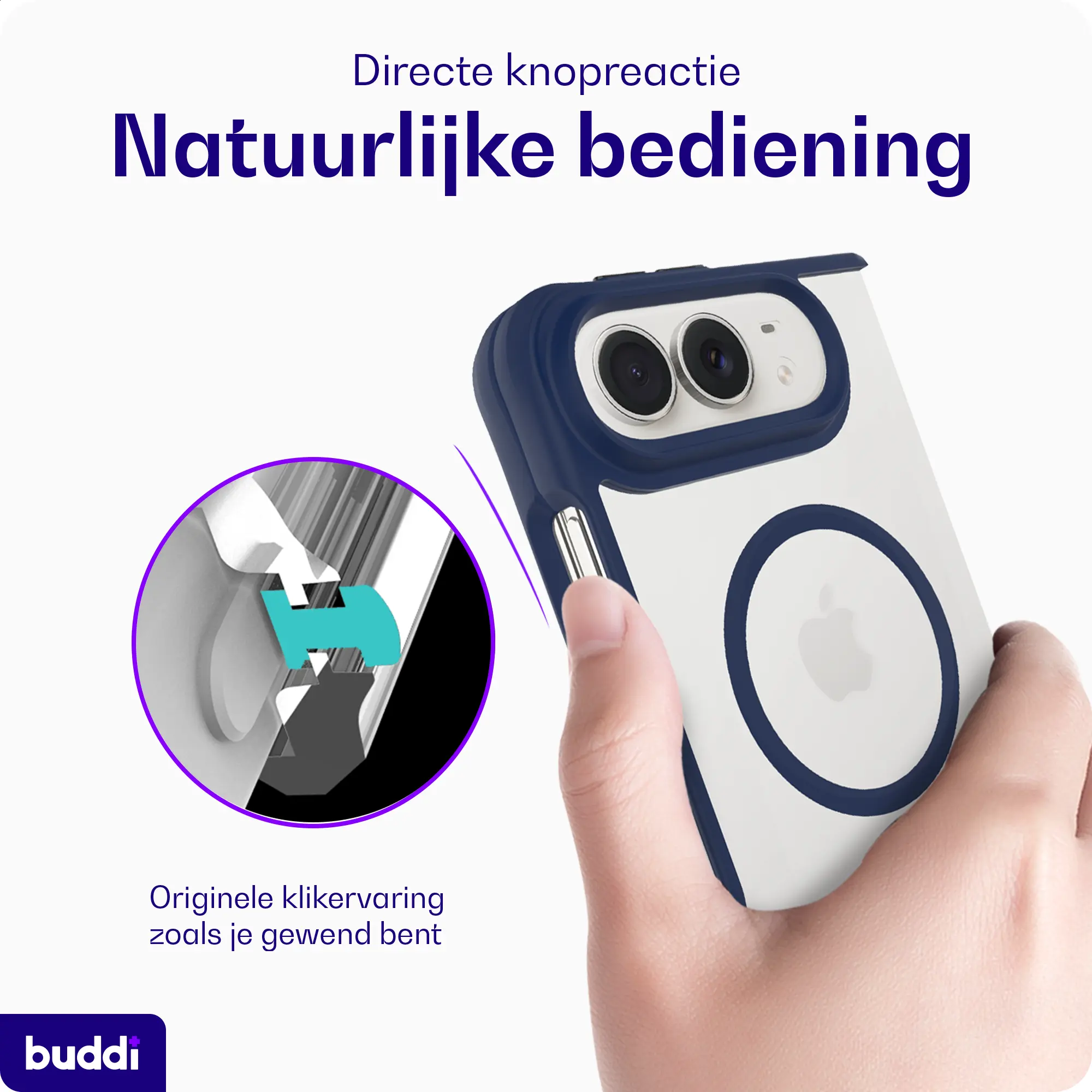 Buddi Hybrid Apple iPhone Duo Hoesje MagSafe Back Cover Blauw afbeelding 6