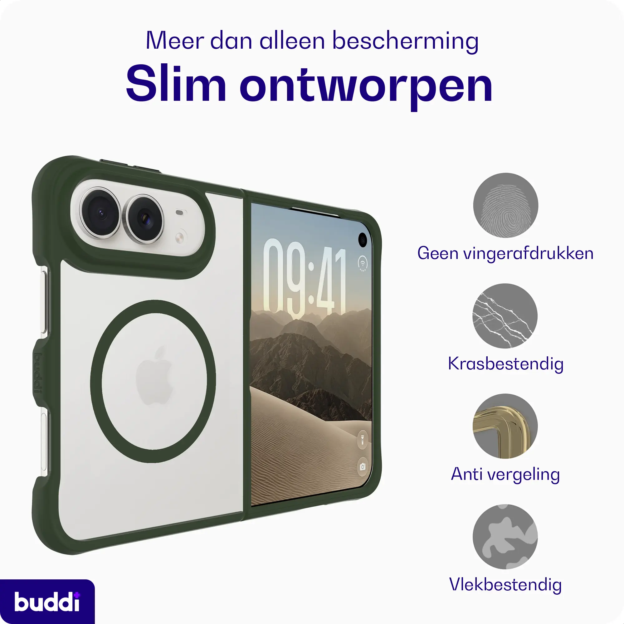Buddi Hybrid Apple iPhone Duo Hoesje MagSafe Back Cover Groen afbeelding 4