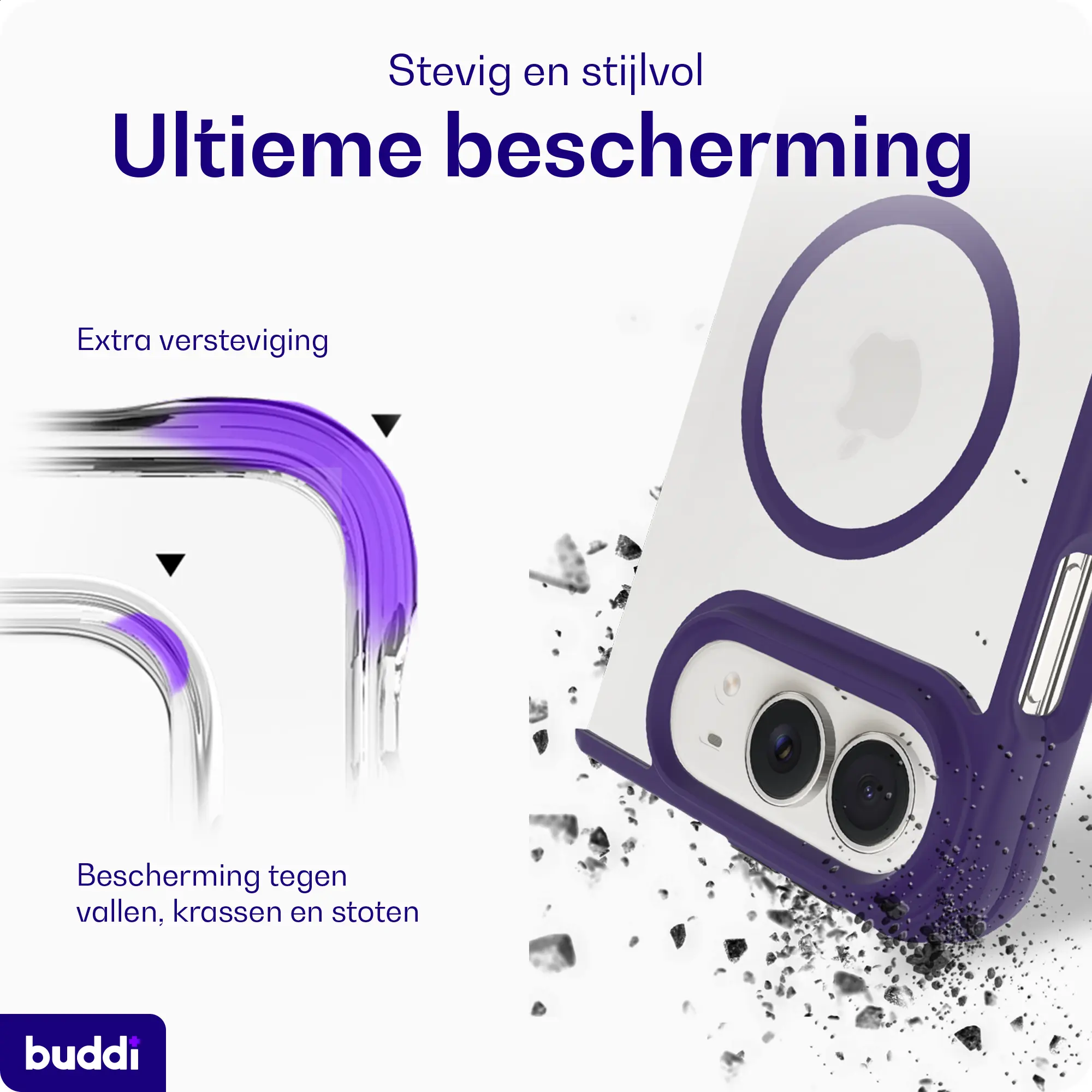 Buddi Hybrid Apple iPhone Duo Hoesje MagSafe Back Cover Paars afbeelding 3