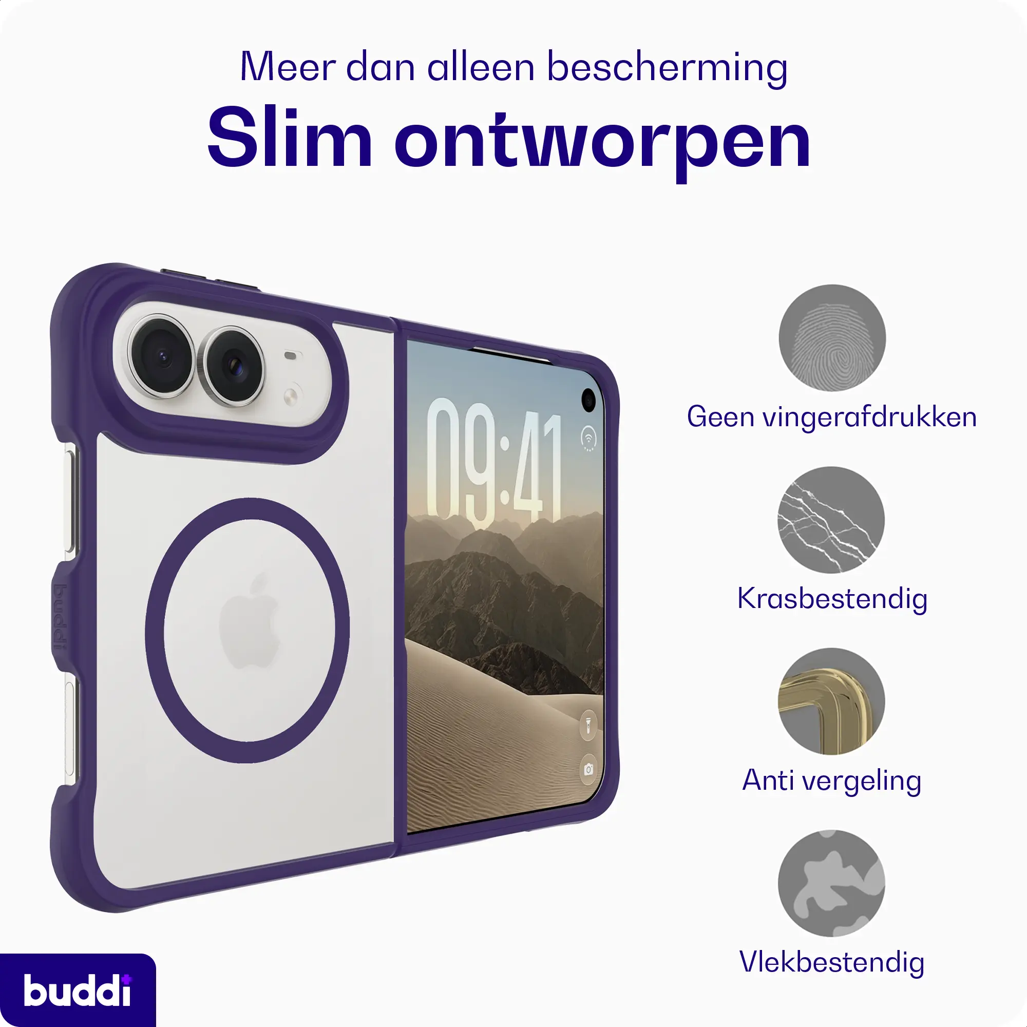 Buddi Hybrid Apple iPhone Duo Hoesje MagSafe Back Cover Paars afbeelding 5