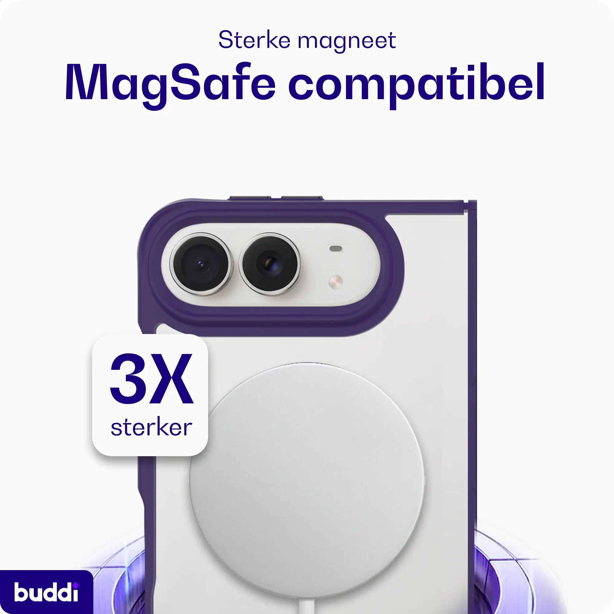 Buddi Hybrid Apple iPhone Duo Hoesje MagSafe Back Cover Paars afbeelding 4