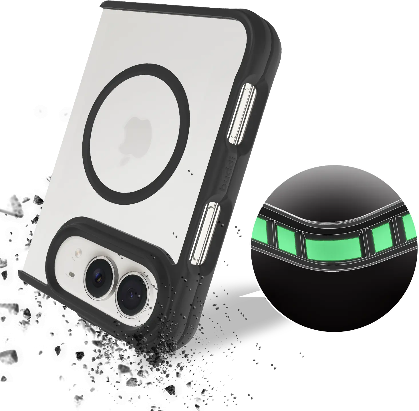 Buddi Hybrid Apple iPhone Duo Hoesje MagSafe Back Cover Zwart afbeelding 8
