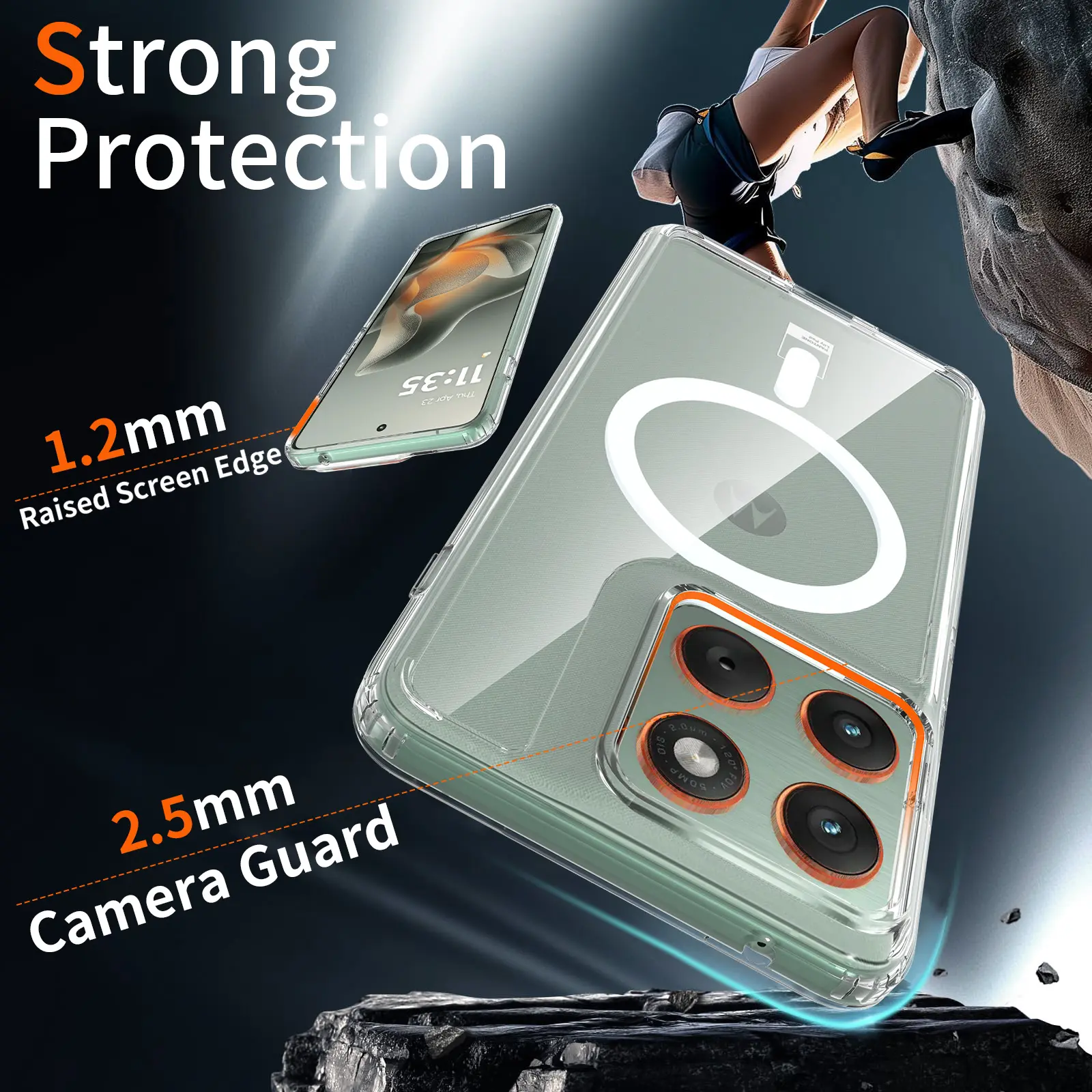 Motorola Moto Edge 70 Hoesje Hard Back Cover met MagSafe Transparant afbeelding 2