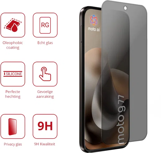 Rosso Motorola G77 9H Tempered Glass Screen Protector Privacy afbeelding 2