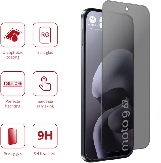 Rosso Motorola G67 9H Tempered Glass Screen Protector Privacy afbeelding 2
