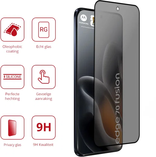 Rosso Motorola Edge 70 Fusion 9H Tempered Glass Screen Protector Privacy afbeelding 2