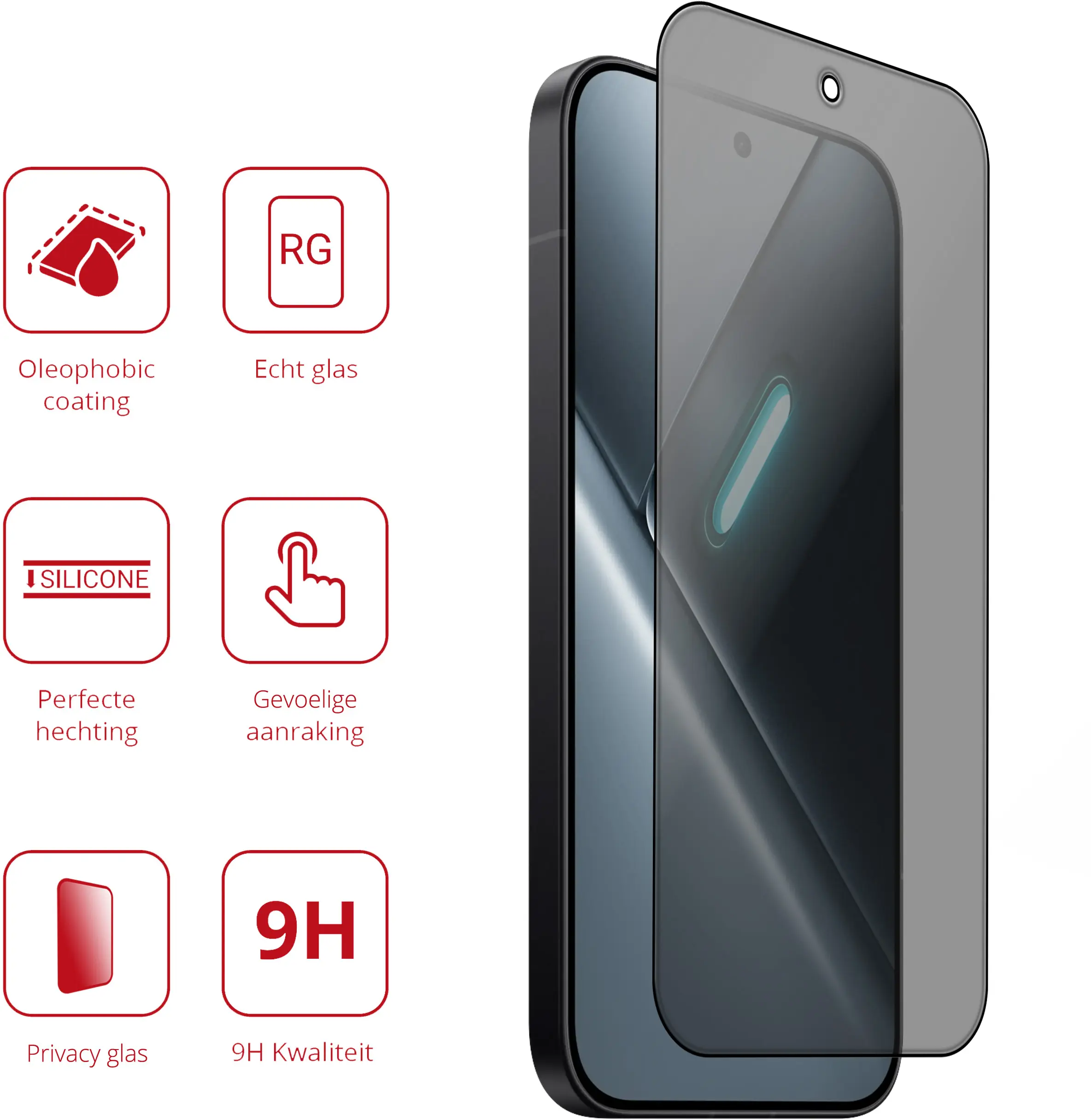 Rosso Xiaomi Poco X8 Pro 9H Tempered Glass Screen Protector Privacy afbeelding 2
