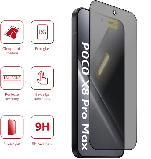Rosso Xiaomi Poco X8 Pro Max 9H Tempered Glass Screen Protector Privacy afbeelding 2