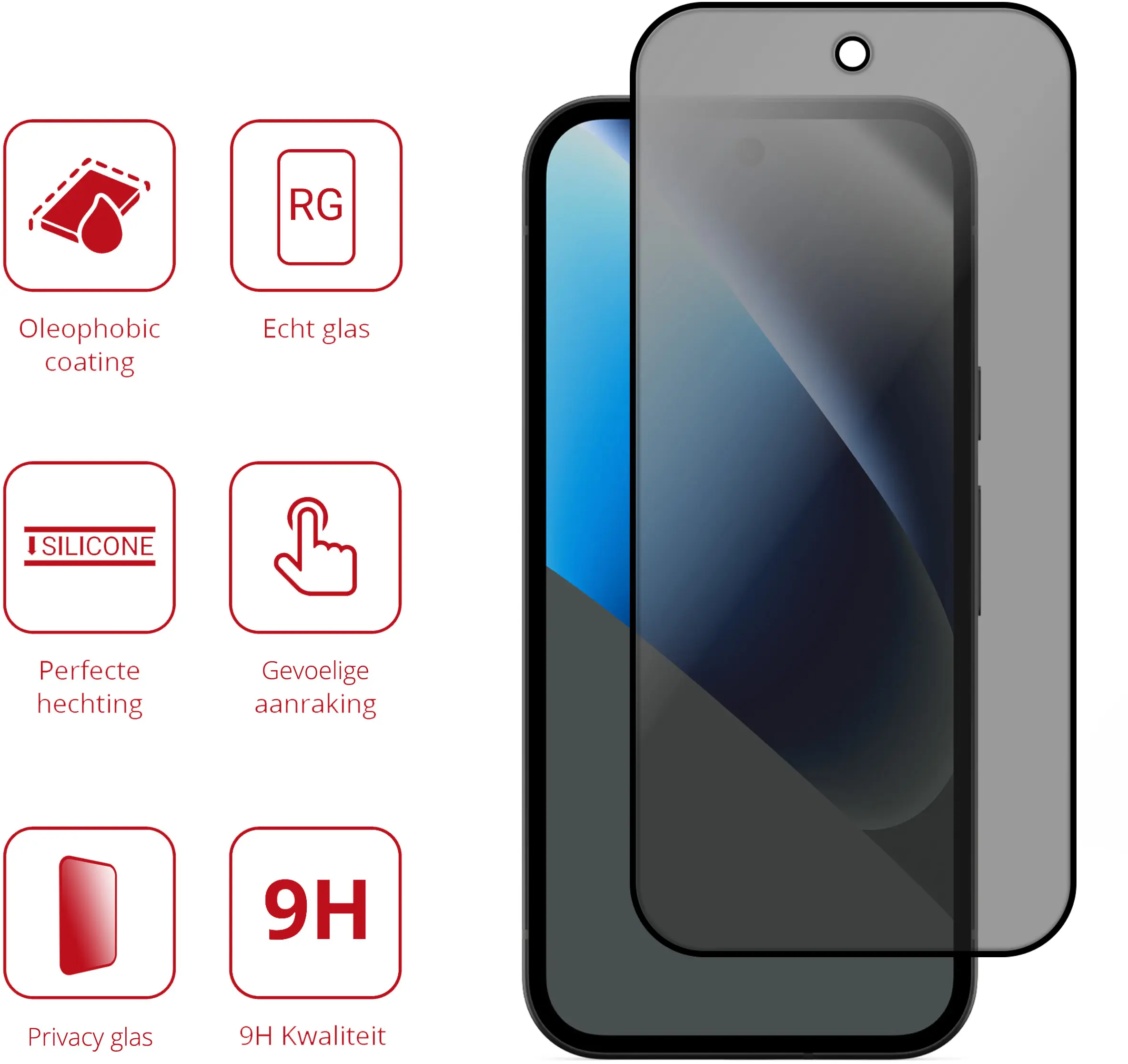 Rosso Google Pixel 10a 9H Tempered Glass Screen Protector Privacy afbeelding 2