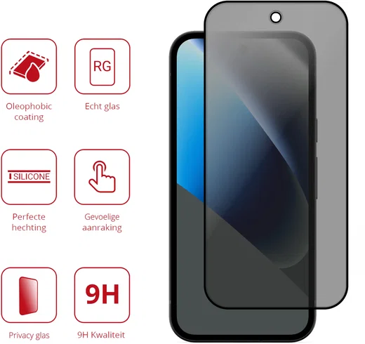 Rosso Google Pixel 10a 9H Tempered Glass Screen Protector Privacy afbeelding 2