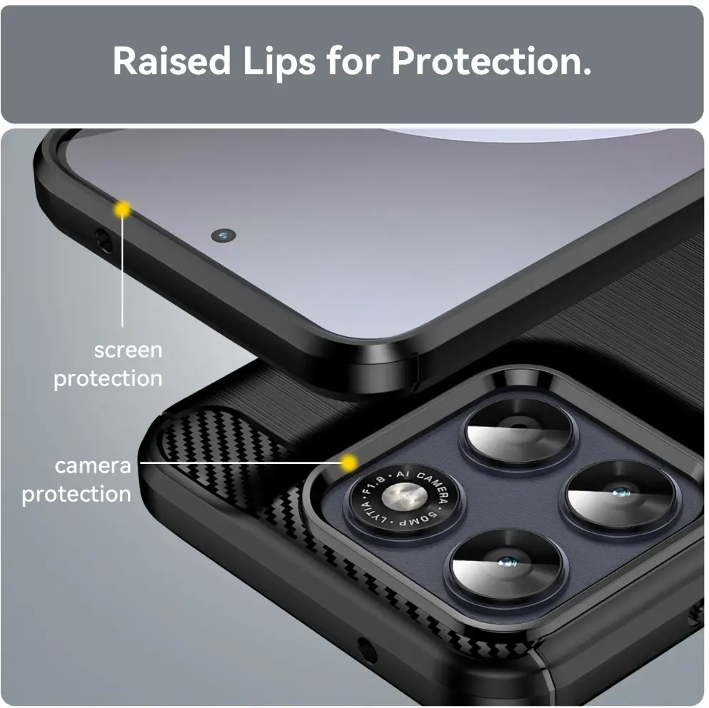 Motorola Moto G87 Hoesje Geborsteld TPU Flexibele Back Cover Zwart afbeelding 4