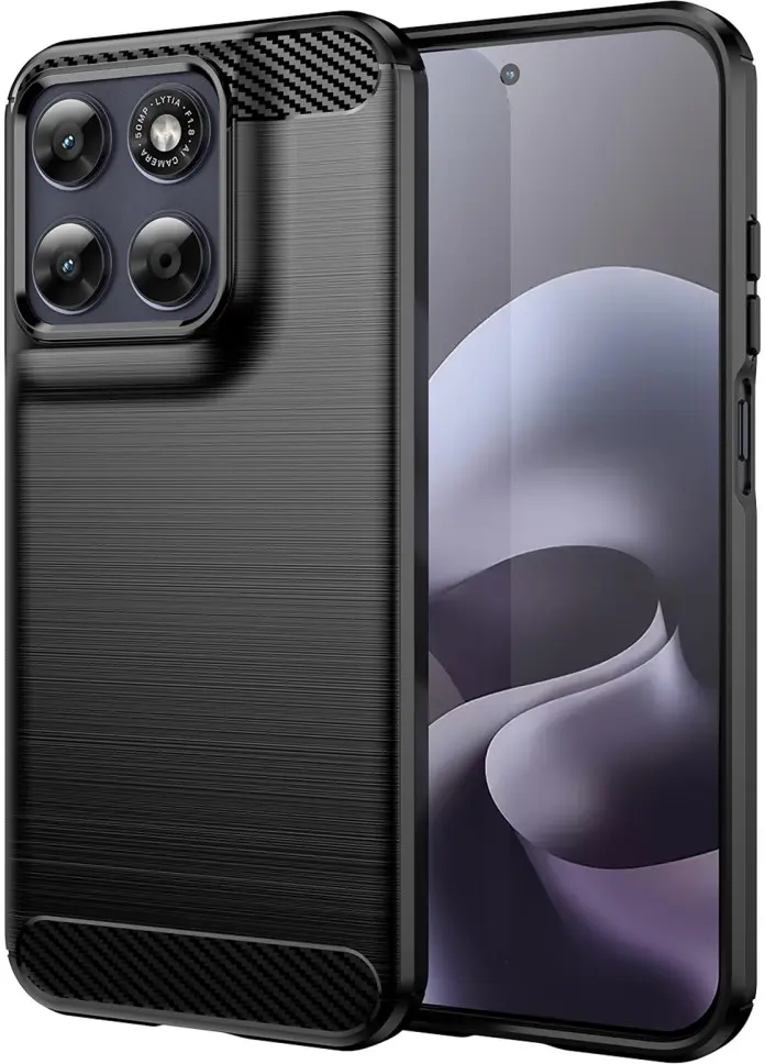 Motorola Moto G87 Hoesje Geborsteld TPU Flexibele Back Cover Zwart afbeelding 1