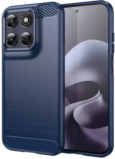 Motorola Moto G87 Hoesje Geborsteld TPU Flexibele Back Cover Blauw afbeelding 1