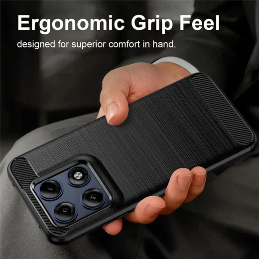 Motorola Edge 70 Pro Hoesje Geborsteld TPU Flexibele Back Cover Zwart afbeelding 2