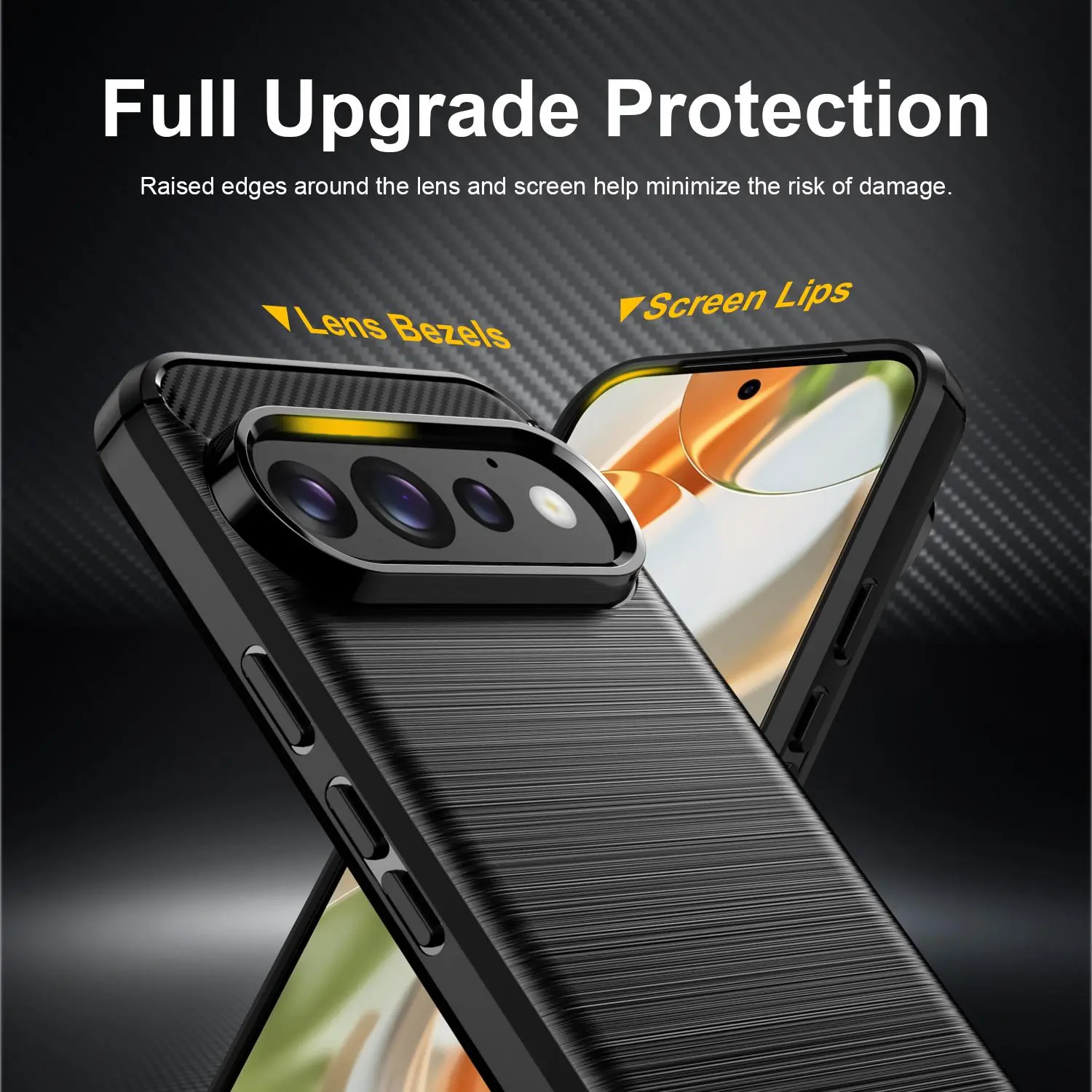 Google Pixel 11 Hoesje Geborsteld TPU Flexibele Back Cover Zwart afbeelding 4