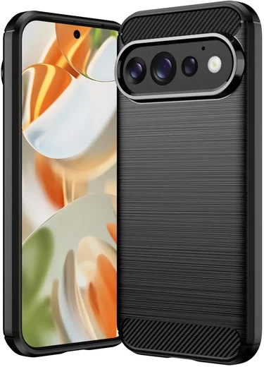 Google Pixel 11 Pro Hoesje Geborsteld TPU Flexibele Back Cover Zwart afbeelding 1