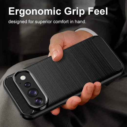 Google Pixel 11 Pro Hoesje Geborsteld TPU Flexibele Back Cover Zwart afbeelding 2