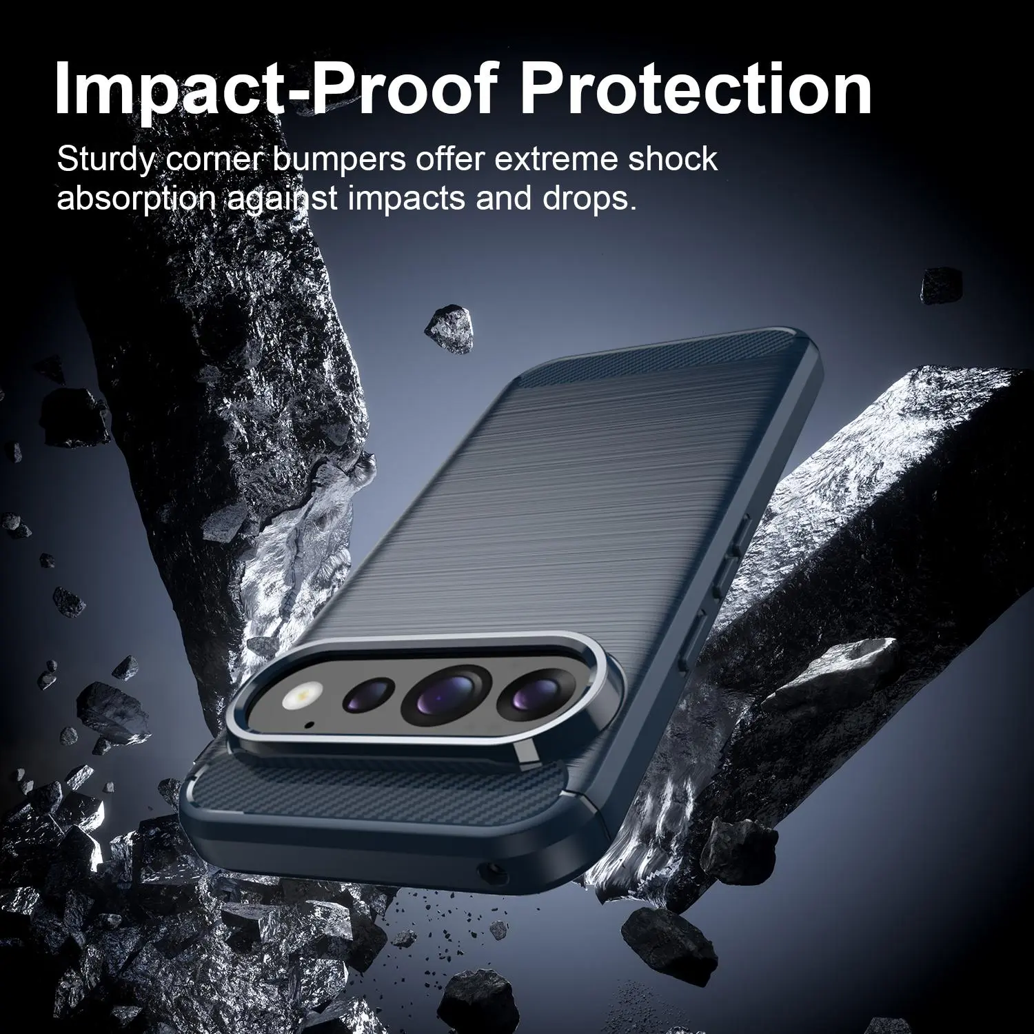 Google Pixel 11 Pro Hoesje Geborsteld TPU Flexibele Back Cover Blauw afbeelding 5