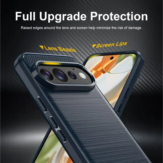 Google Pixel 11 Pro Hoesje Geborsteld TPU Flexibele Back Cover Blauw afbeelding 4
