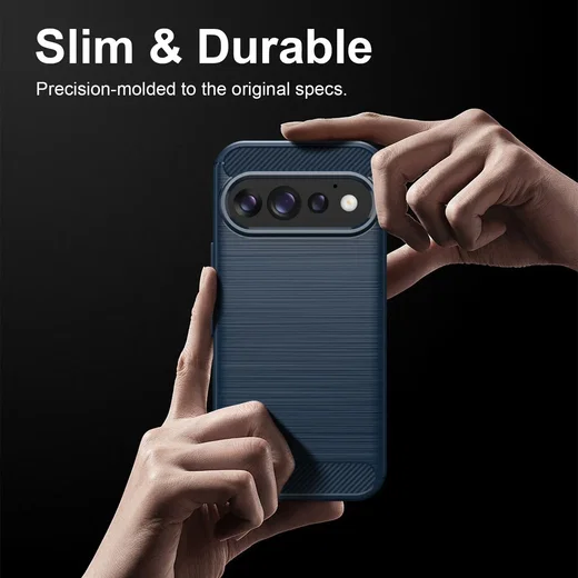 Google Pixel 11 Pro Hoesje Geborsteld TPU Flexibele Back Cover Blauw afbeelding 8
