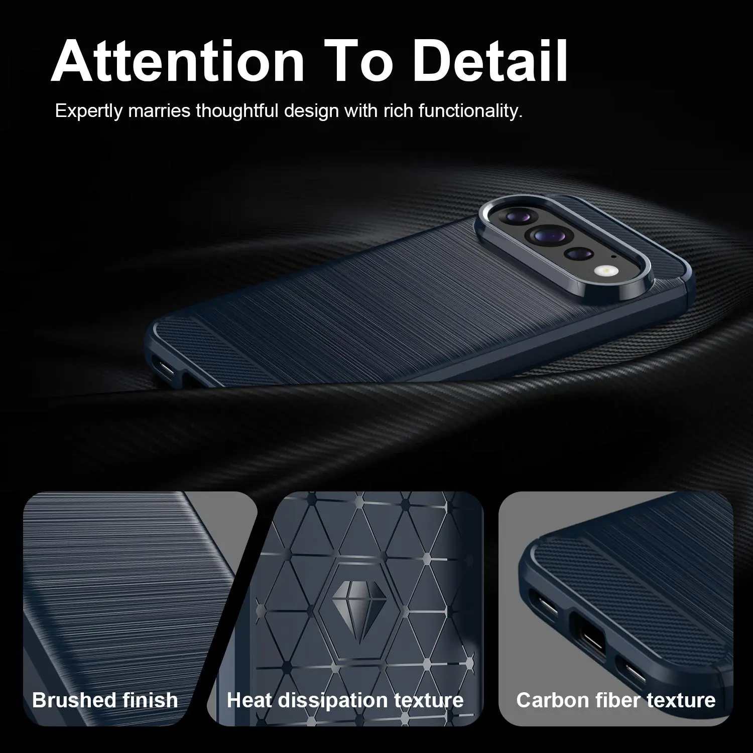 Google Pixel 11 Pro Hoesje Geborsteld TPU Flexibele Back Cover Blauw afbeelding 7