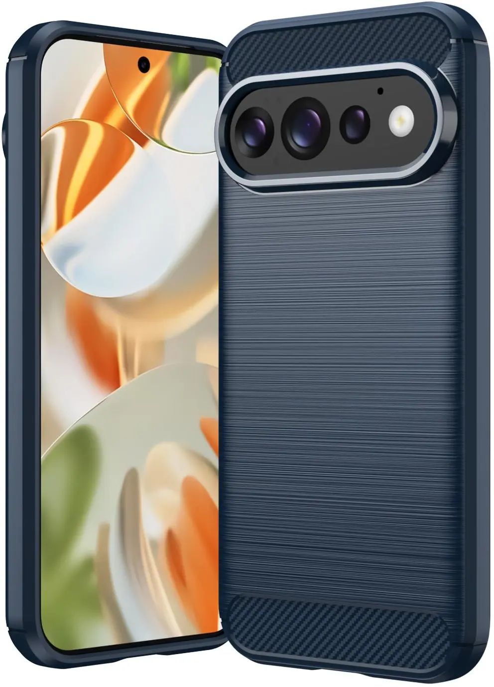Google Pixel 11 Pro Hoesje Geborsteld TPU Flexibele Back Cover Blauw afbeelding 1