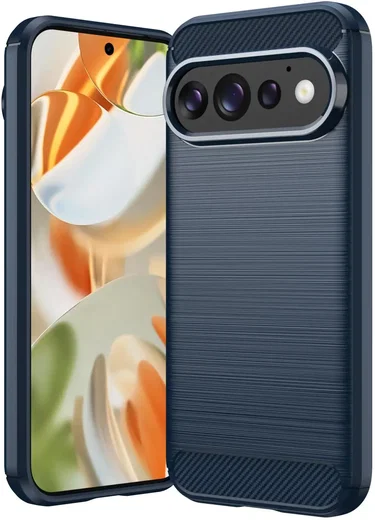 Google Pixel 11 Pro Hoesje Geborsteld TPU Flexibele Back Cover Blauw afbeelding 1