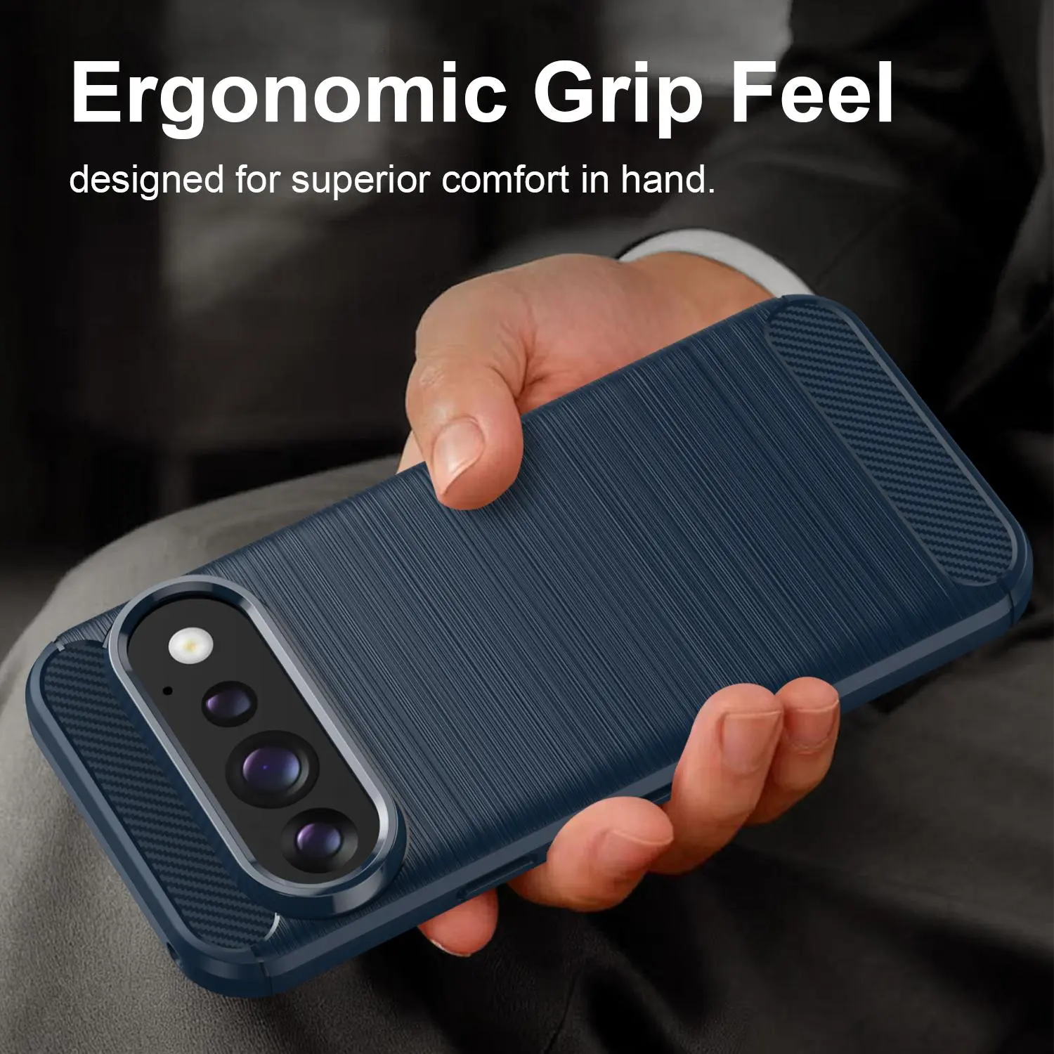 Google Pixel 11 Pro Hoesje Geborsteld TPU Flexibele Back Cover Blauw afbeelding 2