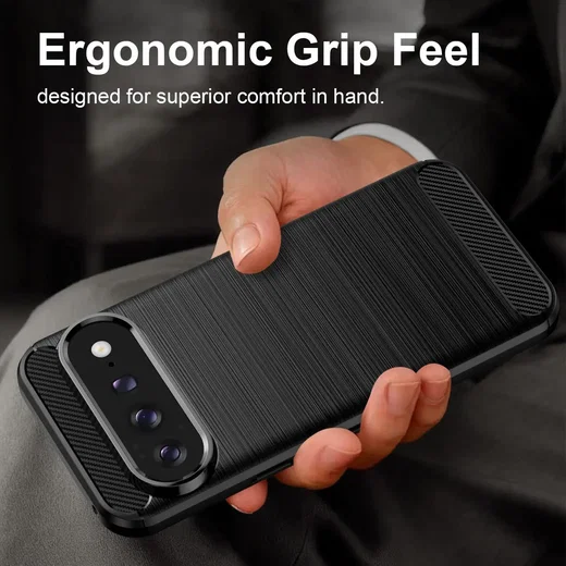 Google Pixel 11 Pro XL Hoesje Geborsteld TPU Flexibele Back Cover Zwart afbeelding 2