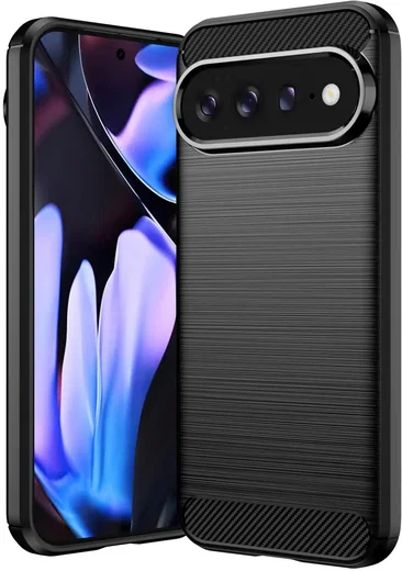 Google Pixel 11 Pro XL Hoesje Geborsteld TPU Flexibele Back Cover Zwart afbeelding 1