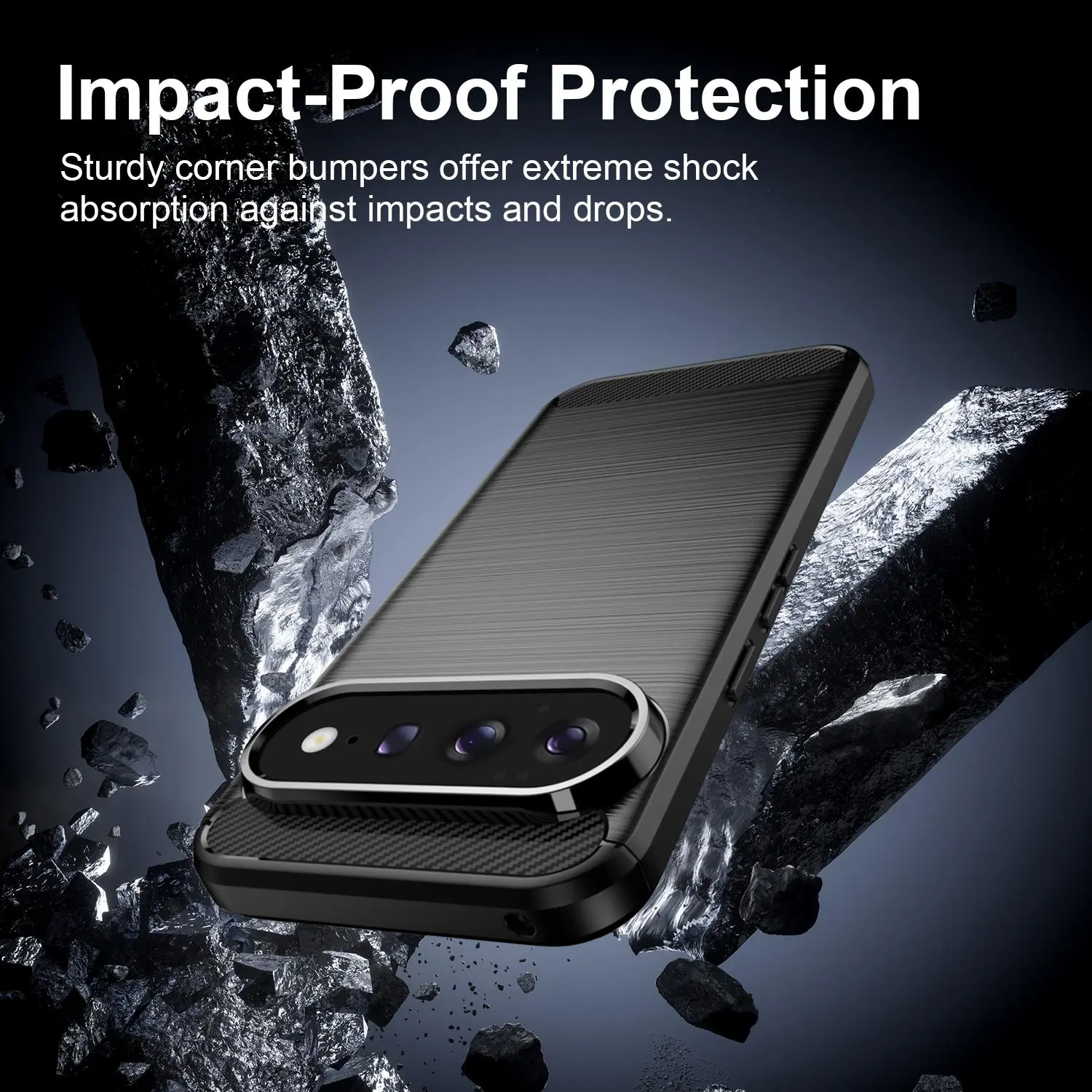 Google Pixel 11 Pro XL Hoesje Geborsteld TPU Flexibele Back Cover Zwart afbeelding 5