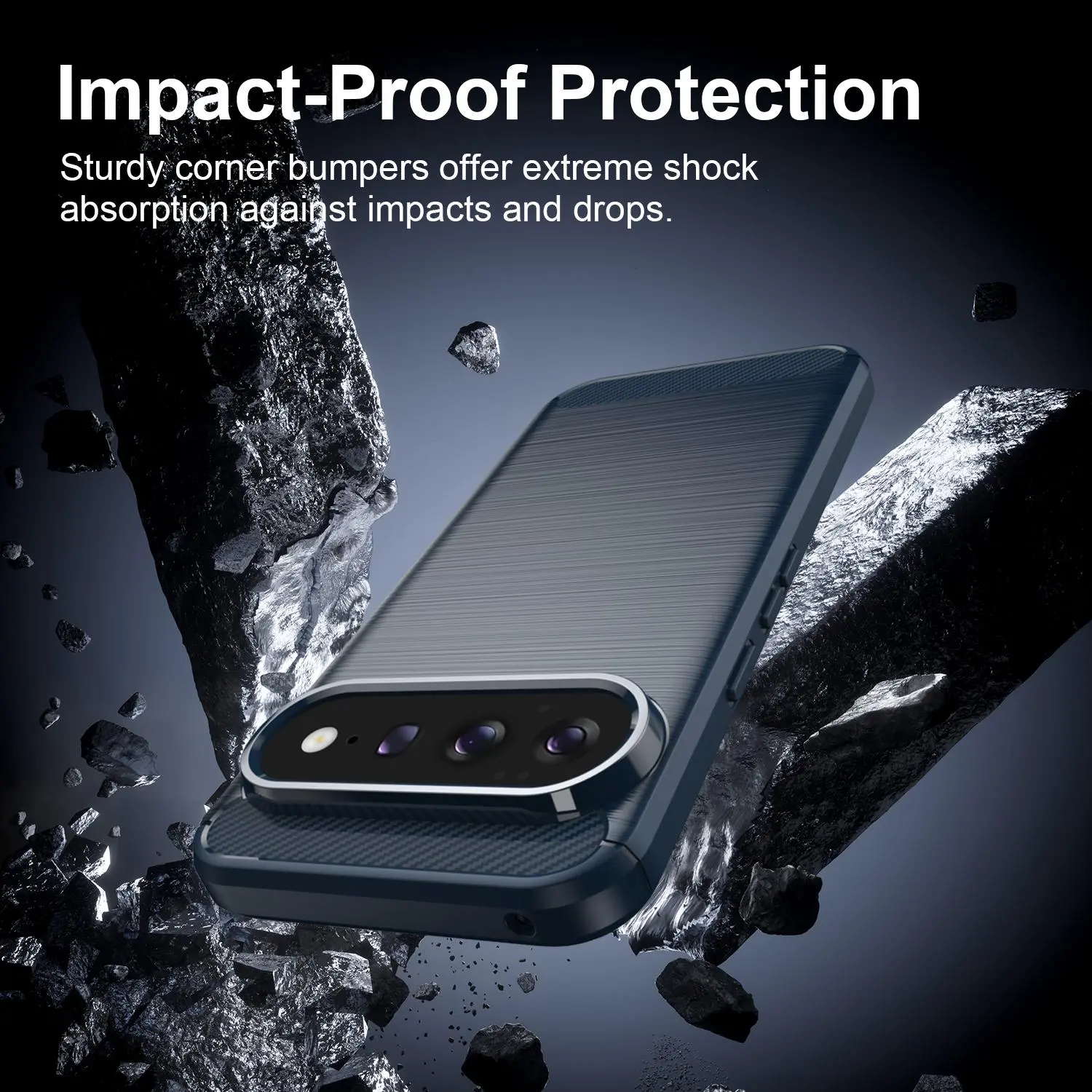 Google Pixel 11 Pro XL Hoesje Geborsteld TPU Flexibele Back Cover Blauw afbeelding 5