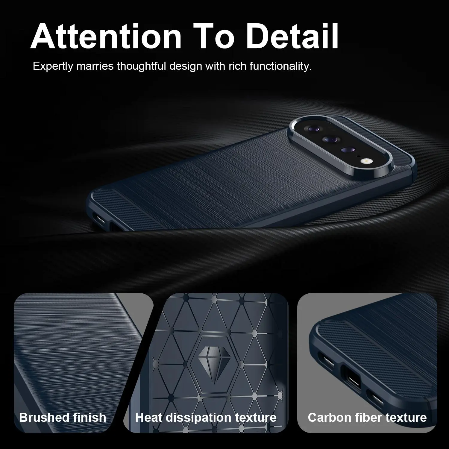 Google Pixel 11 Pro XL Hoesje Geborsteld TPU Flexibele Back Cover Blauw afbeelding 7