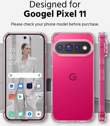 Google Pixel 11 Hoesje Schokbestendig en Dun TPU Back Cover Transparant afbeelding 2