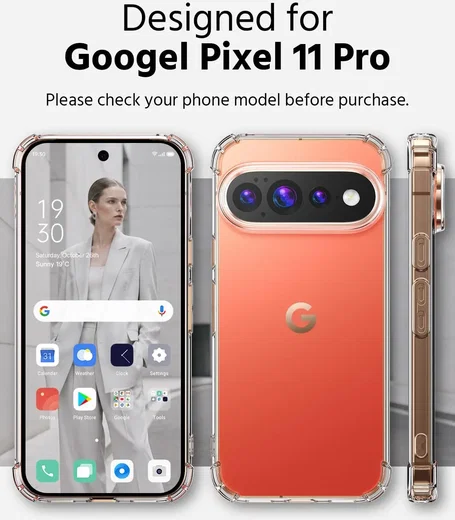 Google Pixel 11 Pro Hoesje Schokbestendig en Dun TPU Back Cover Transparant afbeelding 2