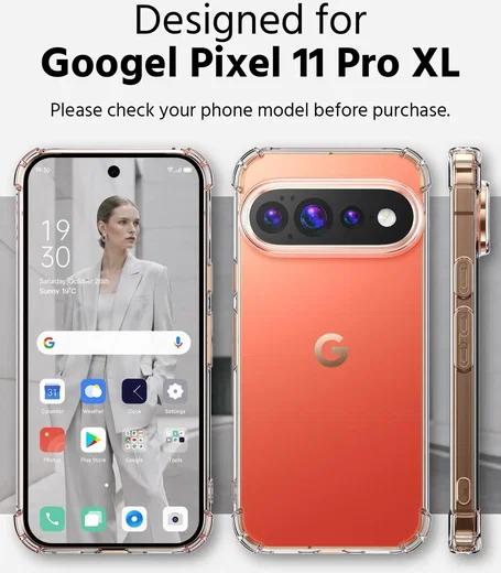 Google Pixel 11 Pro XL Hoesje Schokbestendig en Dun TPU Back Cover Transparant afbeelding 2