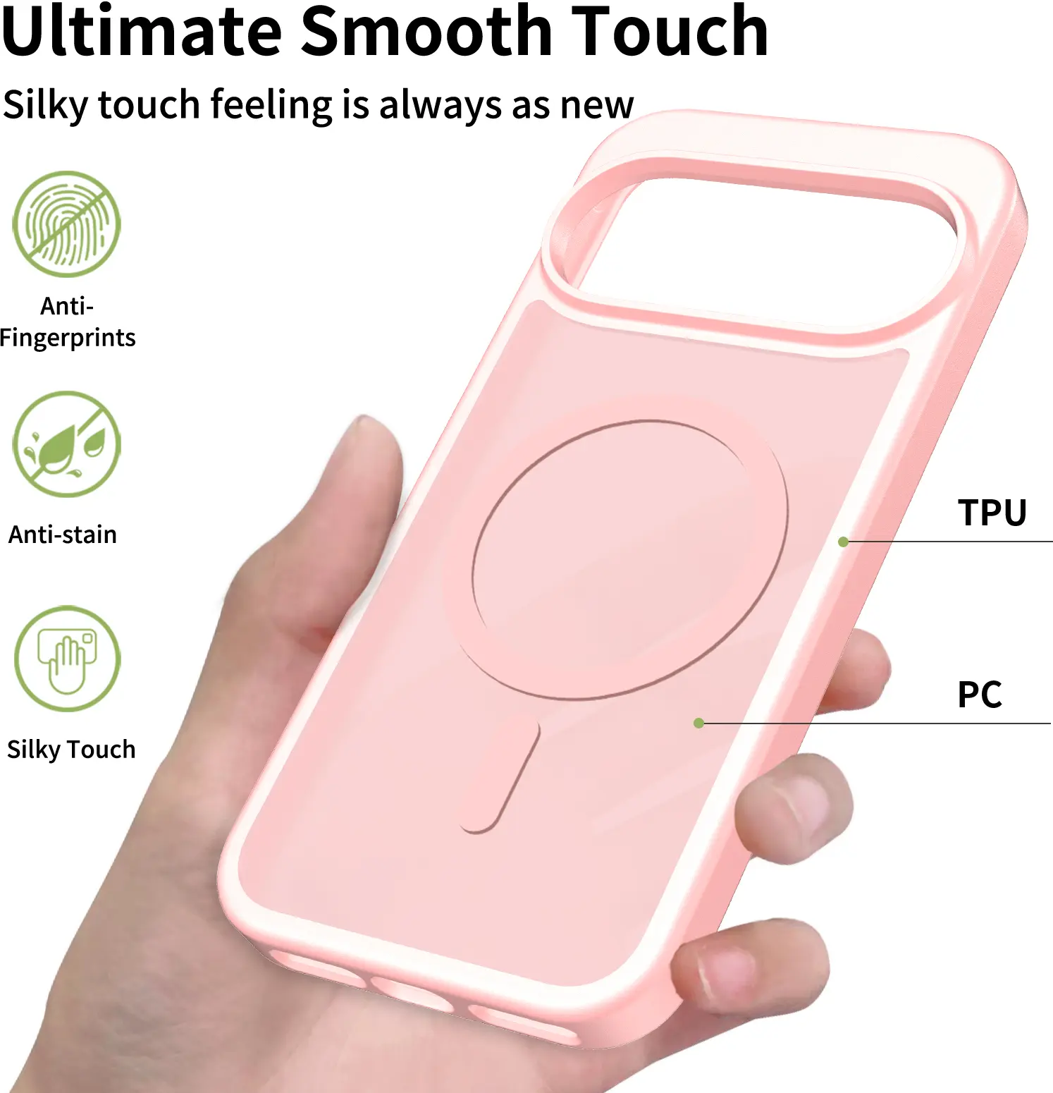 Google Pixel 11 Hybrid Hoesje met MagSafe Back Cover Matte Roze afbeelding 7