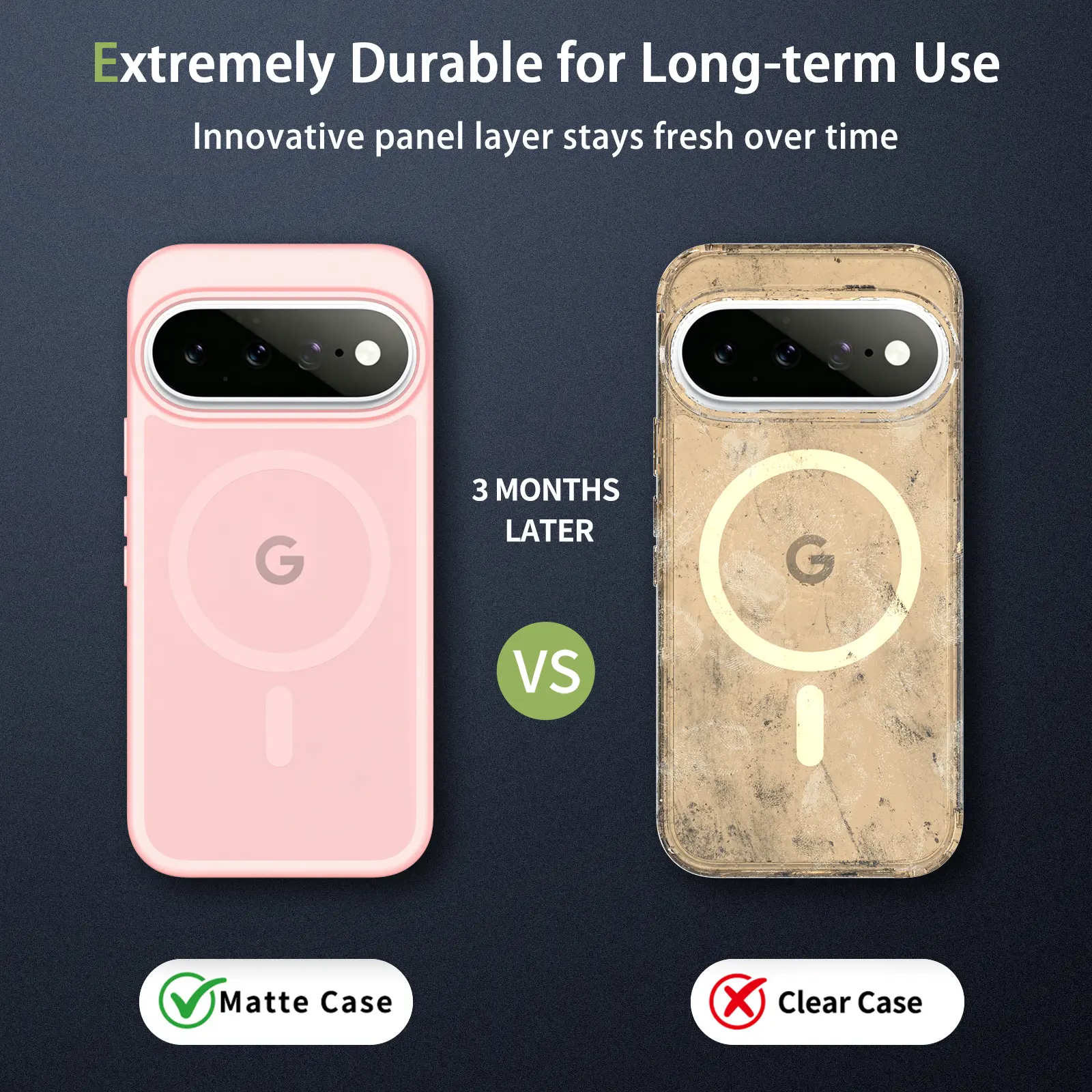 Google Pixel 11 Hybrid Hoesje met MagSafe Back Cover Matte Roze afbeelding 8
