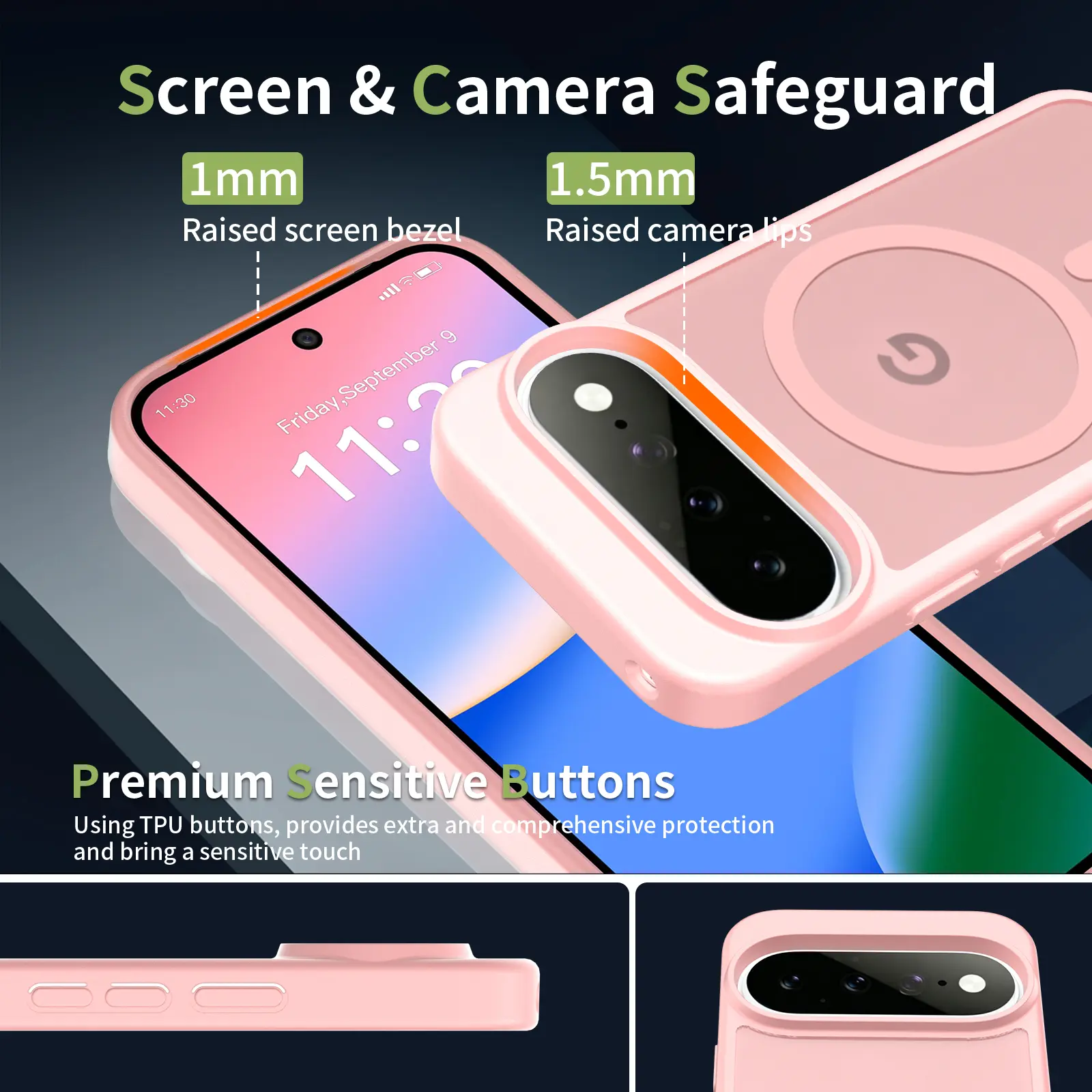 Google Pixel 11 Hybrid Hoesje met MagSafe Back Cover Matte Roze afbeelding 5
