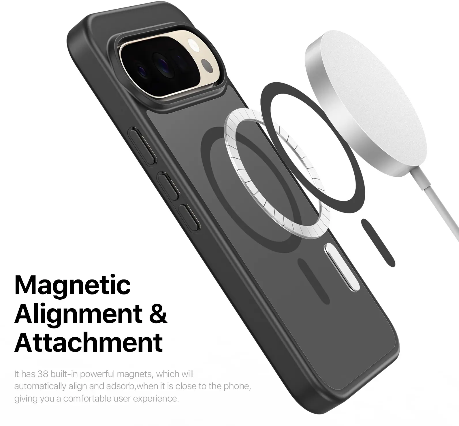 Google Pixel 11 (Pro) Hybrid Hoesje met MagSafe Back Cover Matte Zwart afbeelding 5