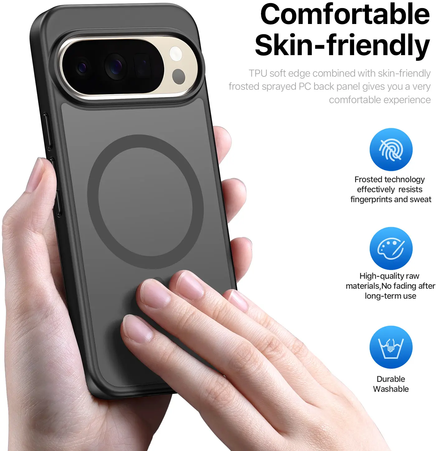 Google Pixel 11 (Pro) Hybrid Hoesje met MagSafe Back Cover Matte Zwart afbeelding 3