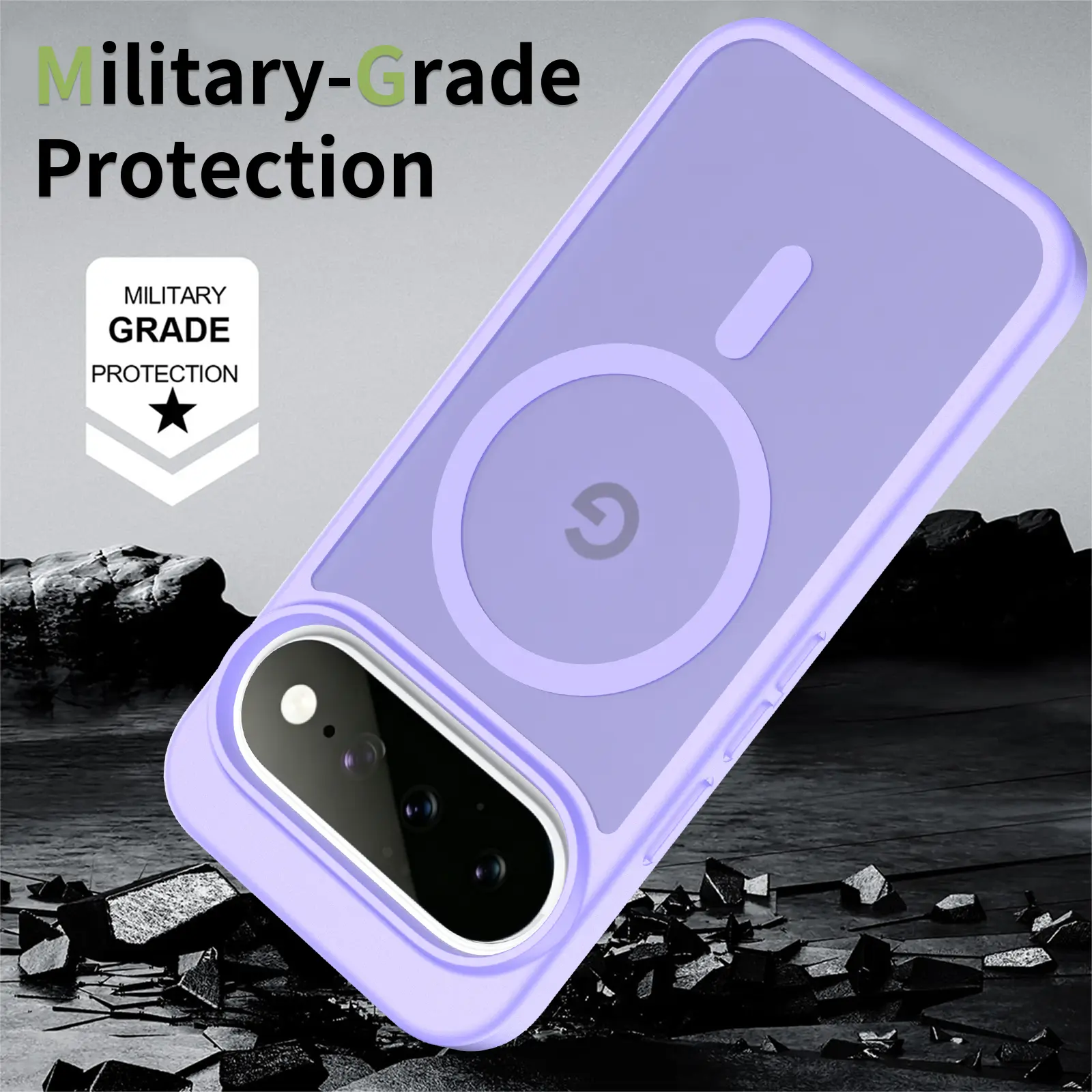 Google Pixel 11 (Pro) Hybrid Hoesje met MagSafe Back Cover Matte Paars afbeelding 2