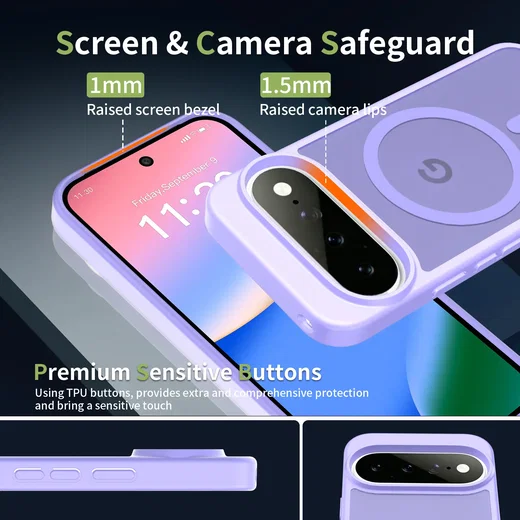 Google Pixel 11 (Pro) Hybrid Hoesje met MagSafe Back Cover Matte Paars afbeelding 5