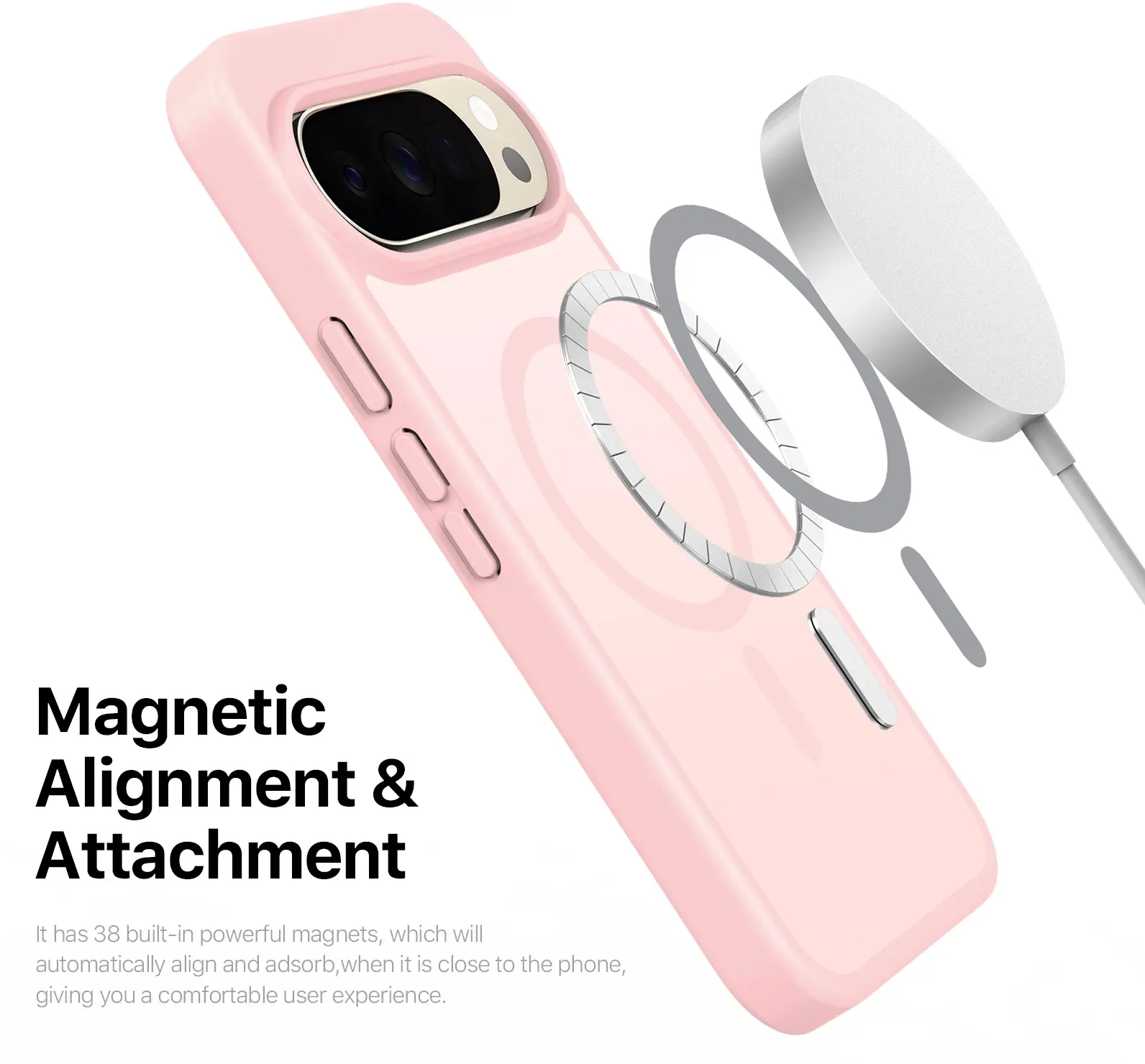 Google Pixel 11 (Pro) Hybrid Hoesje met MagSafe Back Cover Matte Roze afbeelding 7