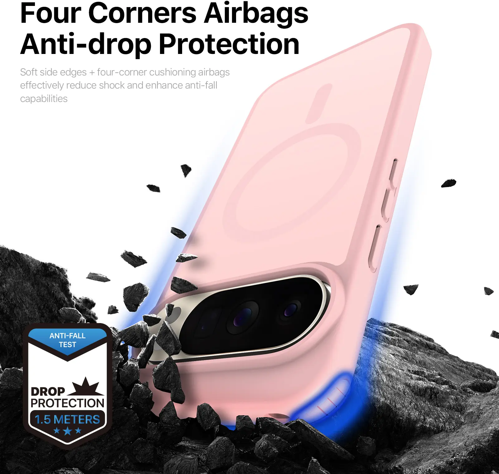 Google Pixel 11 (Pro) Hybrid Hoesje met MagSafe Back Cover Matte Roze afbeelding 2