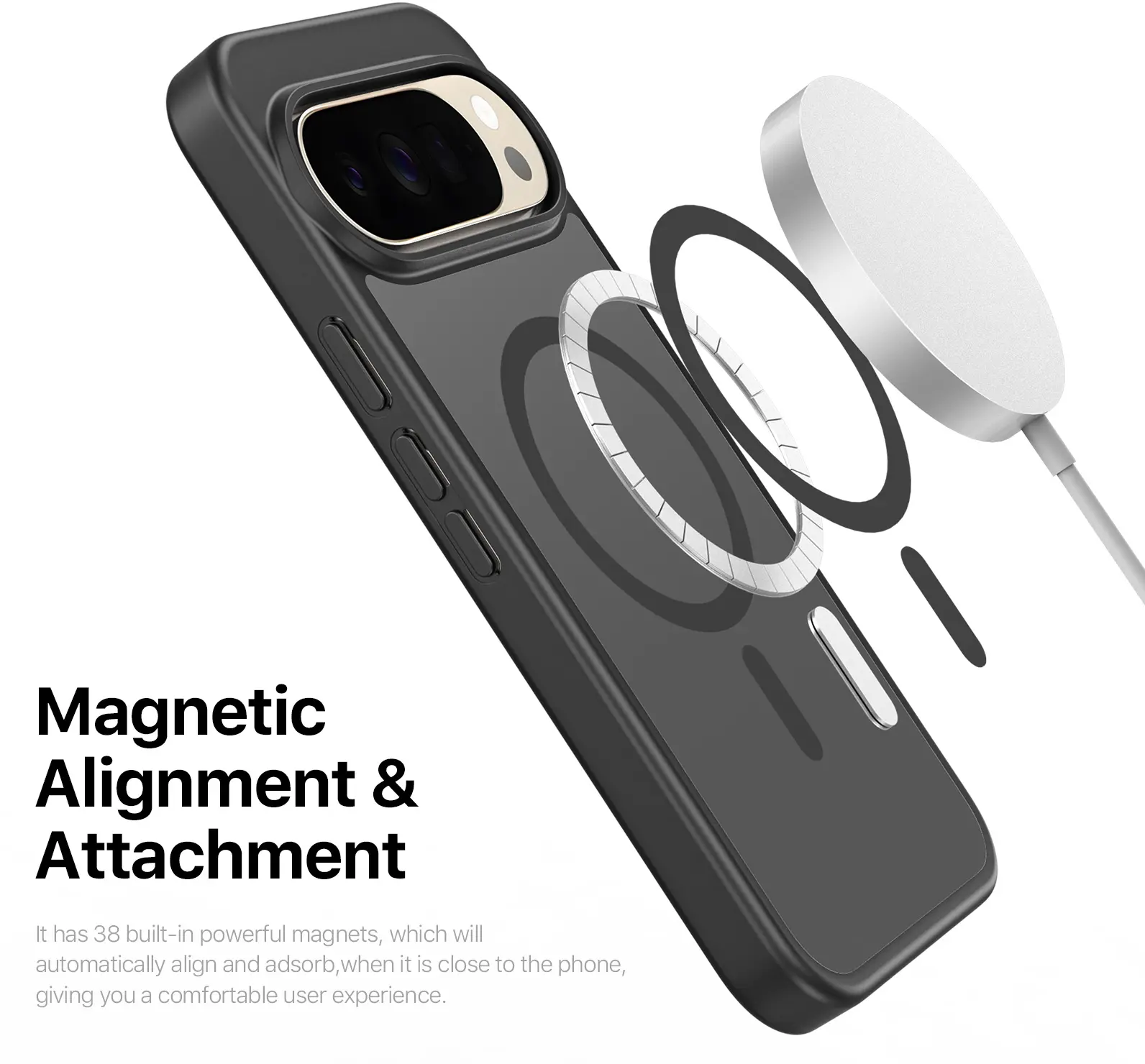 Google Pixel 11 Pro XL Hybrid Hoesje met MagSafe Back Cover Matte Zwart afbeelding 6