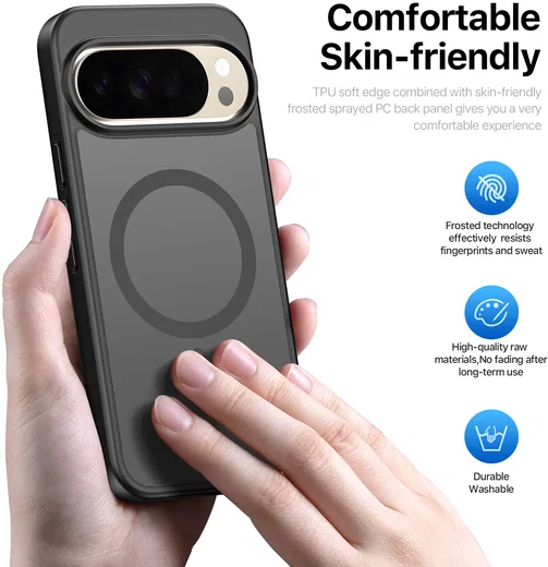 Google Pixel 11 Pro XL Hybrid Hoesje met MagSafe Back Cover Matte Zwart afbeelding 3