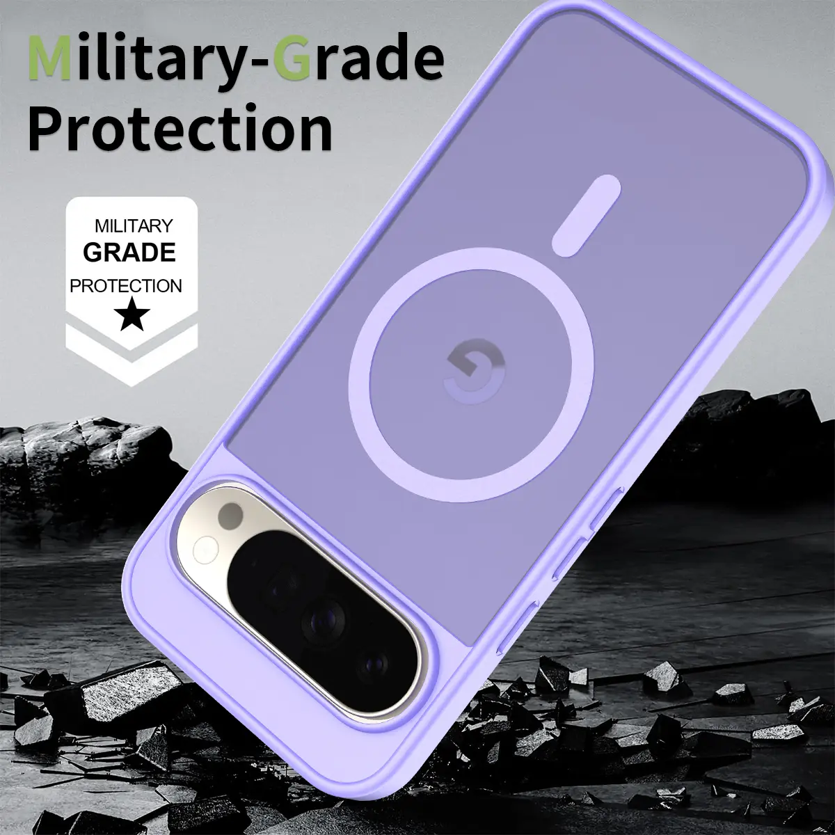 Google Pixel 11 Pro XL Hybrid Hoesje met MagSafe Back Cover Matte Paars afbeelding 2