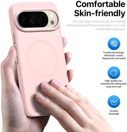Google Pixel 11 Pro XL Hybrid Hoesje met MagSafe Back Cover Matte Roze afbeelding 3