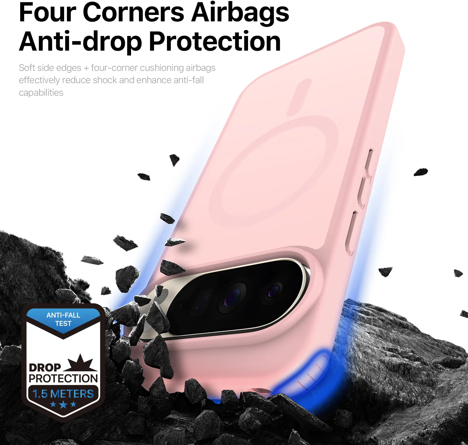 Google Pixel 11 Pro XL Hybrid Hoesje met MagSafe Back Cover Matte Roze afbeelding 2